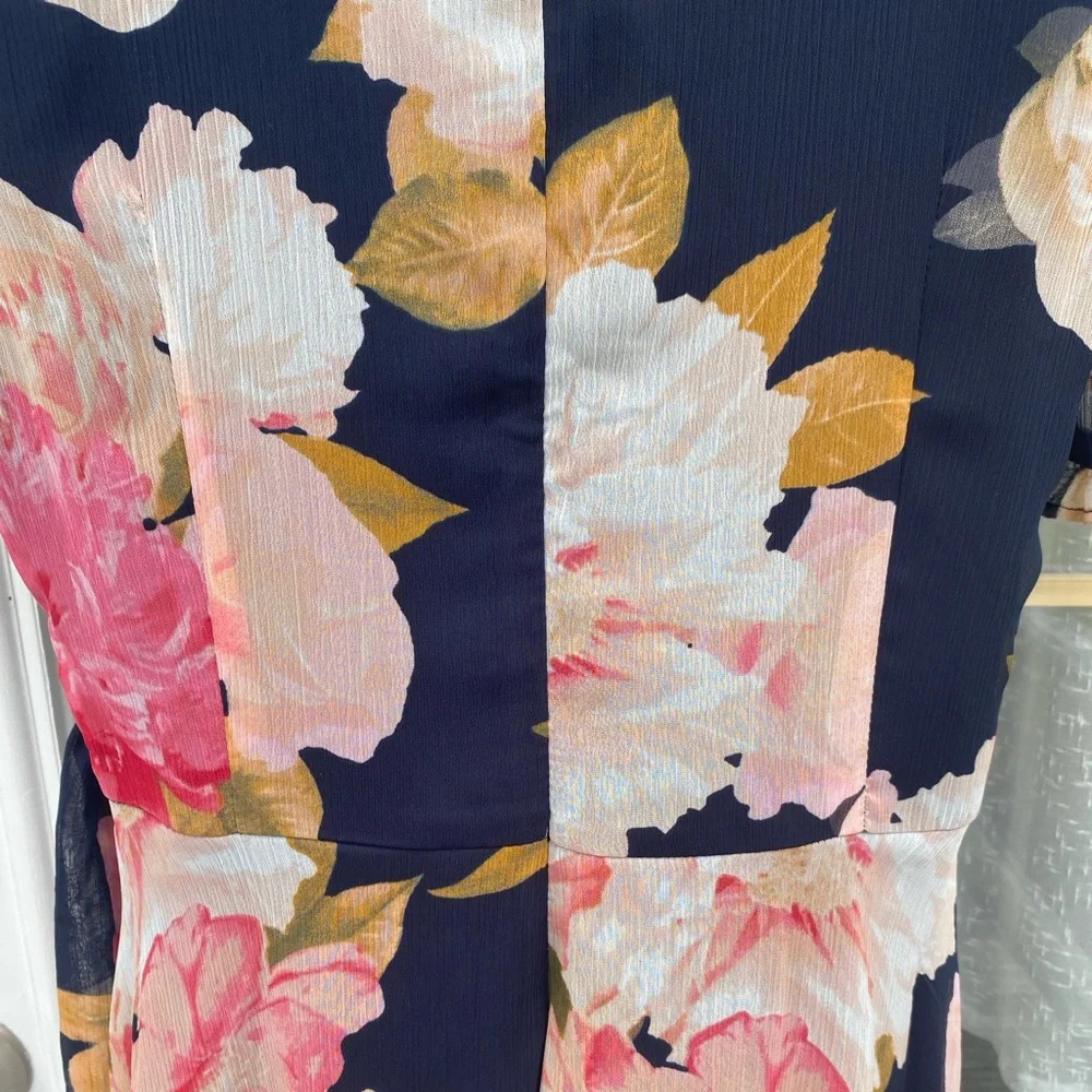 Karl Lagerfeld Paris Floral Chiffon Midi Wrap Dress Size 2 - Picture 10 of 15